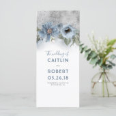 Dusty Blue und Silver Floral Weddings Programme (Stehend Vorderseite)