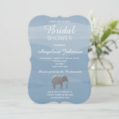 Dusty Blue und Silver Foil Elephant Brautparty Einladung (Stehend Vorderseite)