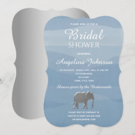 Dusty Blue und Silver Foil Elephant Brautparty Einladung
