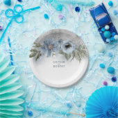 Dusty Blue und Silver Glitzer Elegant Moderne Pappteller (Party)