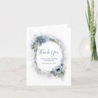 Dusty Blue und Silver Glitzer Floral Vielen Dank