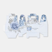 Dusty Blue und Silver Glitzer Florals Wedding Geschenkschachtel (Ungefaltet)
