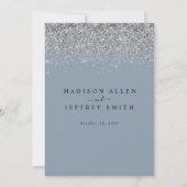 Dusty Blue und Silver Glitzer Hochzeitseinladung Ankündigung (Rückseite)