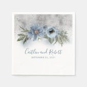 Dusty Blue und Silver Glitzer Romantic Wedding Serviette (Vorderseite)