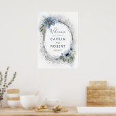 Dusty Blue und Silver Glitzer Wedding Sign Poster (Küche)