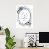 Dusty Blue und Silver Glitzer Wedding Sign Poster (Heimbüro)