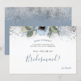 Dusty Blue und Silver werden Sie meine Bridesmaid  Einladung