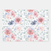 Dusty Blue und Soft Pink Blume Botanisches Muster Geschenkpapier Set (Vorderseite 2)