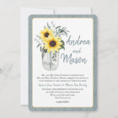 Dusty Blue und Sunflower Jar Rustic Wedding Einladung (Vorderseite)