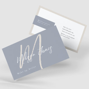 Dusty Blue und Tan Elegant Minimalistisch Visitenkarte