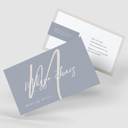 Dusty Blue und Tan Elegant Minimalistisch Visitenkarte