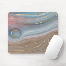 Dusty Blue und Taupe Agate Mousepad