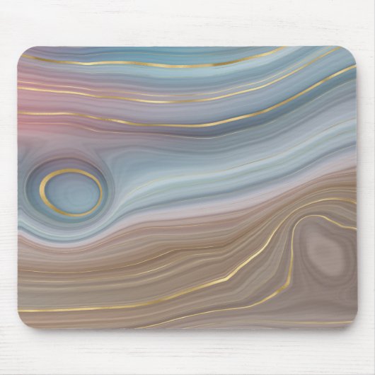Dusty Blue und Taupe Agate Mousepad (Vorne)