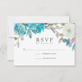 Dusty Blue und Türkis Floral Wedding RSVP
