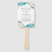 Dusty Blue und Türkise Floral Wedding Programm Fächer (Vorderseite)