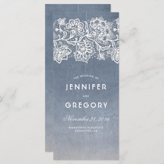 Dusty Blue und Vintage Hochzeitsprogramme Programm (Vorne/Hinten)