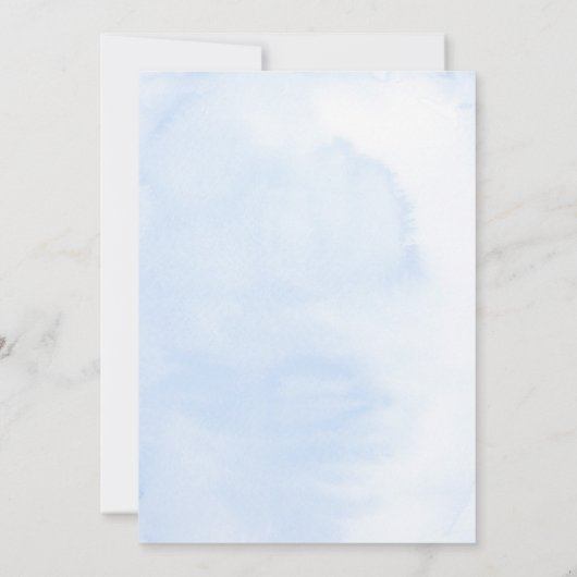 Dusty Blue und White Blume Elegante Hochzeit Einladung (Rückseite)