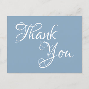 Dusty Blue und White Calligraphy Vielen Dank Postkarte