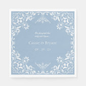 Dusty Blue und White Elegante Coastal Chic Wedding Serviette (Vorderseite)