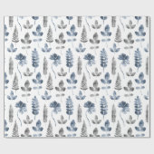 Dusty Blue und White Fern Leaf Geschenkpapier (Flach)