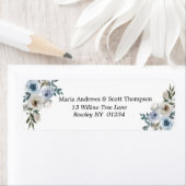 Dusty Blue und White Floral Gold Rücksendeadresse (Insitu)