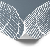 Dusty Blue und White Floral Line Art Poster (Ecke)