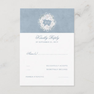 Dusty Blue und White Floral Wedding RSVP