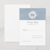 Dusty Blue und White Floral Wedding RSVP Karte (Vorne/Hinten)