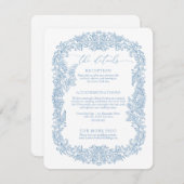 Dusty Blue und White Modern Rounded Corner Wedding Begleitkarte (Vorne/Hinten)