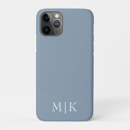 Dusty Blue und White | Modernes Monogramm Case-Mate iPhone Hülle (Rückseite)