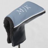 Dusty Blue und White | Modernes Monogramm Golf Headcover (3/4 Vorderseite)