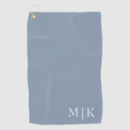 Dusty Blue und White | Modernes Monogramm Golfhandtuch