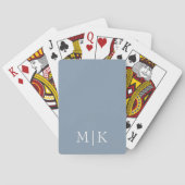 Dusty Blue und White | Modernes Monogramm Spielkarten (Rückseite)