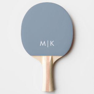 Dusty Blue und White Modernes Monogramm Tischtennis Schläger