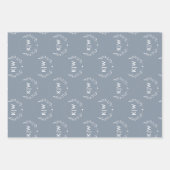 Dusty Blue und White | Monogram für moderne Initia Geschenkpapier Set (Vorderseite 2)