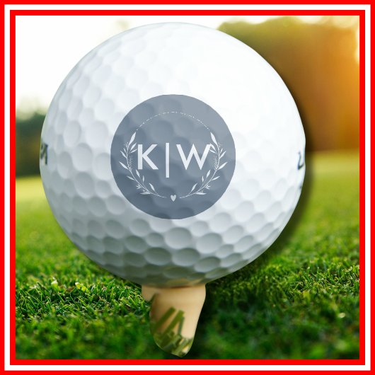 Dusty Blue und White | Monogram für moderne Initia Golfball