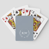 Dusty Blue und White | Monogram für moderne Initia Spielkarten (Rückseite)