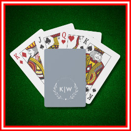 Dusty Blue und White | Monogram für moderne Initia Spielkarten