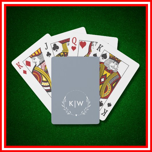 Dusty Blue und White | Monogram für moderne Initia Spielkarten