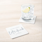 Dusty Blue und White Script Brautparty Untersetzer (Vor Ort)