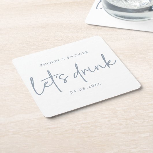 Dusty Blue und White Script Brautparty Untersetzer (angewinkelt)