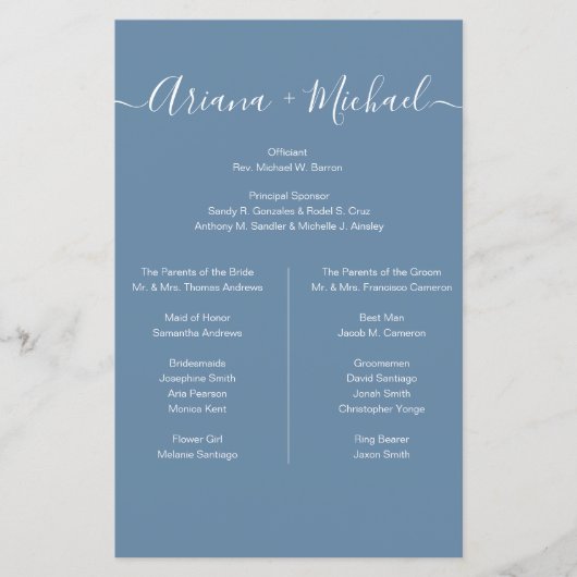 Dusty Blue und White Simple Brautparty Minimal (Vorderseite)