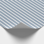 Dusty Blue und White Streifen Geschenkpapier (Ecke)