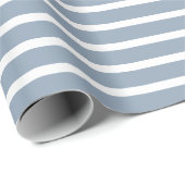 Dusty Blue und White Streifen Geschenkpapier (Rolleneckpunkt)