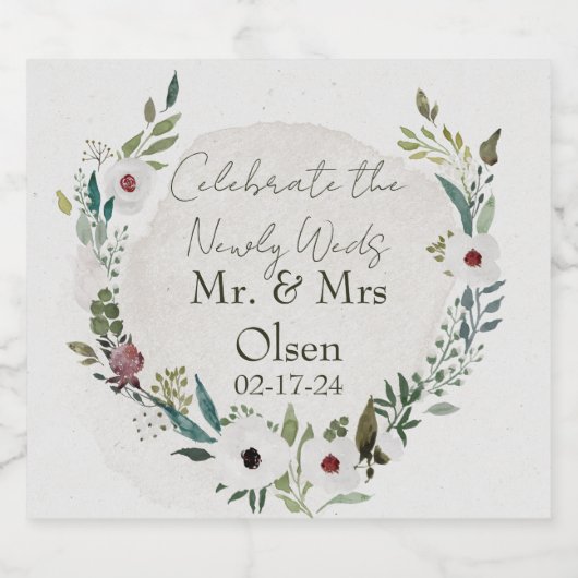 Dusty Blue und Wine Sparkling Weinmarken Schaumweinetikett (Einzelnes Label)