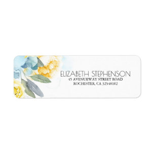 Dusty Blue und Yellow Floral Watercolor