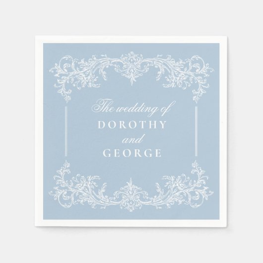 Dusty Blue Verziert Wedding Serviette (Vorderseite)