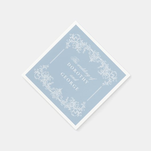 Dusty Blue Verziert Wedding Serviette (Ecke)