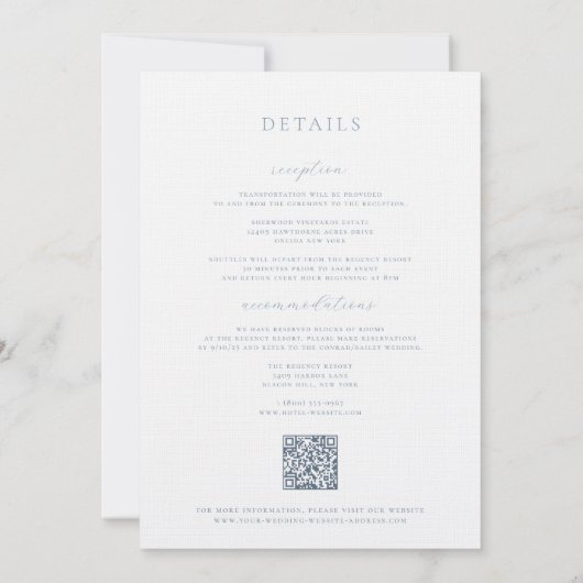 Dusty Blue Victorian Frame Wedding Einladung (Rückseite)