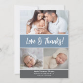 Dusty Blue Vielen Dank, Baby Foto Ankündigung (Vorderseite)